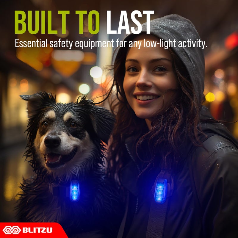 BLITZU 4 Pack LED Safety Light, Clip on Reflective Gear Lights for Walking at Night, Running, Jogging, High Visibility Strobe Light Accessories for Runners, Kids, Hiking, Kayak, Cycling, Camping, Boat Blue - Image 5